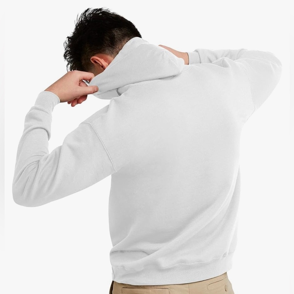 Hanes Men’s EcoSmart Fleece Hoodie l White l M - Picture 4 of 9
